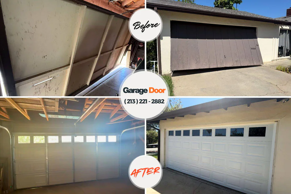 Before and after: garage door repair Los Lunas, NM